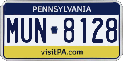 PA license plate MUN8128