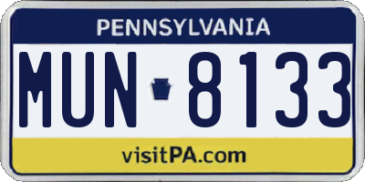 PA license plate MUN8133