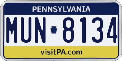 PA license plate MUN8134