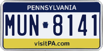 PA license plate MUN8141
