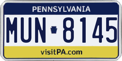 PA license plate MUN8145