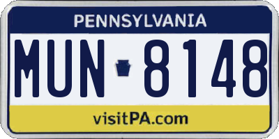 PA license plate MUN8148