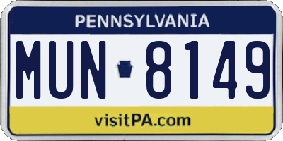 PA license plate MUN8149