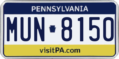 PA license plate MUN8150