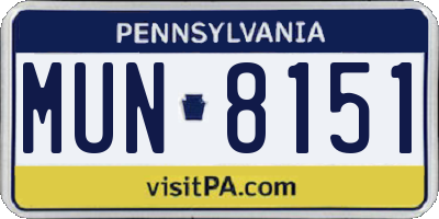 PA license plate MUN8151
