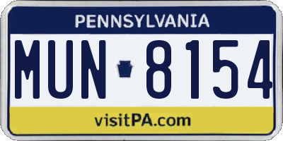 PA license plate MUN8154