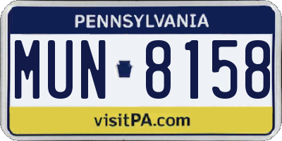 PA license plate MUN8158