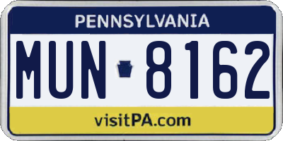 PA license plate MUN8162