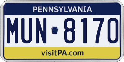 PA license plate MUN8170
