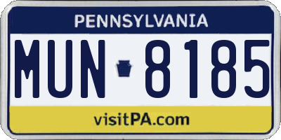 PA license plate MUN8185