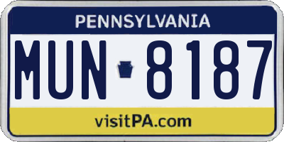 PA license plate MUN8187