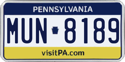 PA license plate MUN8189