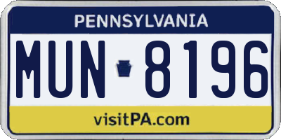 PA license plate MUN8196