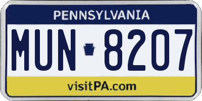 PA license plate MUN8207