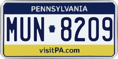 PA license plate MUN8209