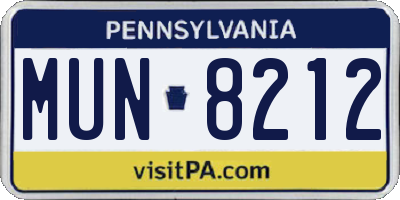 PA license plate MUN8212