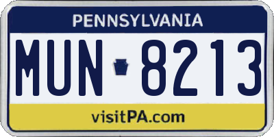 PA license plate MUN8213