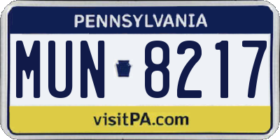 PA license plate MUN8217