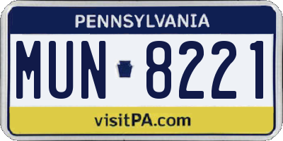 PA license plate MUN8221