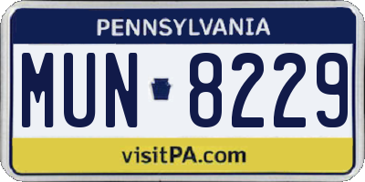 PA license plate MUN8229