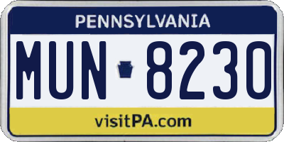 PA license plate MUN8230