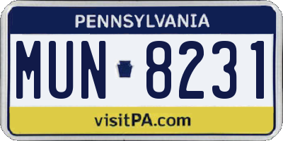 PA license plate MUN8231