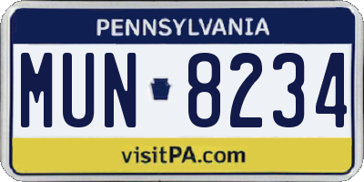 PA license plate MUN8234