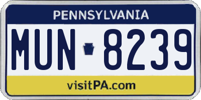 PA license plate MUN8239