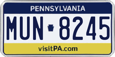 PA license plate MUN8245