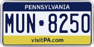 PA license plate MUN8250