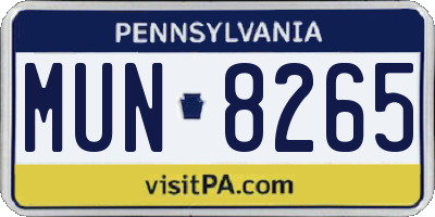 PA license plate MUN8265