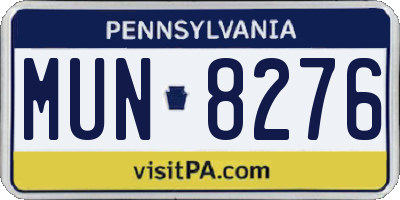 PA license plate MUN8276