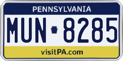 PA license plate MUN8285