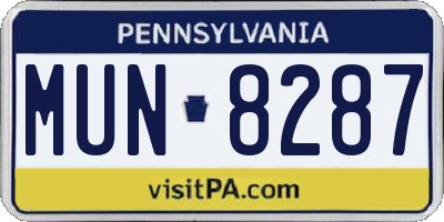 PA license plate MUN8287