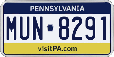 PA license plate MUN8291