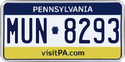 PA license plate MUN8293