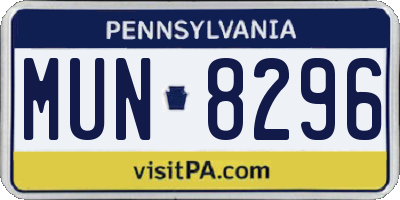 PA license plate MUN8296