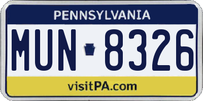 PA license plate MUN8326