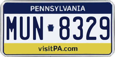 PA license plate MUN8329