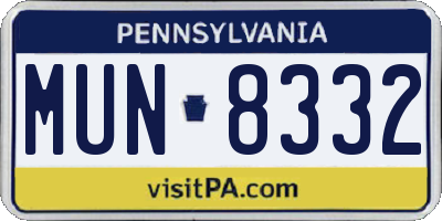 PA license plate MUN8332