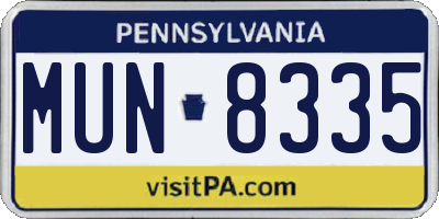 PA license plate MUN8335