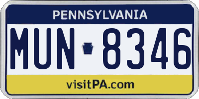 PA license plate MUN8346