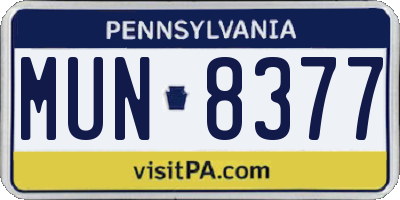 PA license plate MUN8377