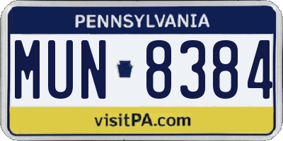 PA license plate MUN8384