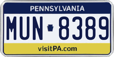 PA license plate MUN8389