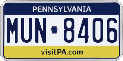 PA license plate MUN8406