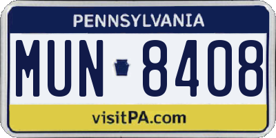 PA license plate MUN8408