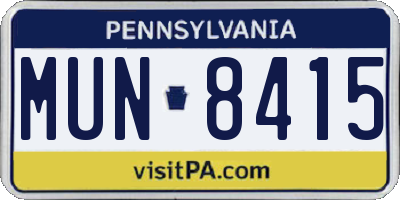 PA license plate MUN8415