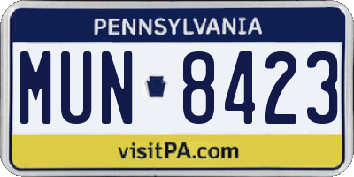 PA license plate MUN8423
