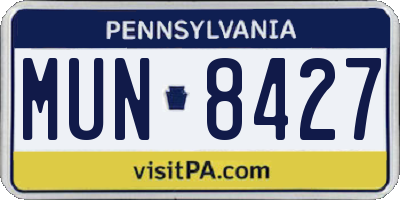 PA license plate MUN8427